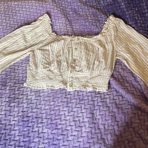 Aeropostale Crème & Tan, Long Sleeved CropTop